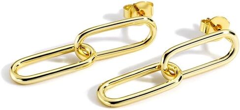 18K Gold-Plated Paperclip Earrings 925 Sterling Silver Posts Lightweight Hypoallergenic Earrings Jewelry Gift Birthday Present in Saudi Arabia