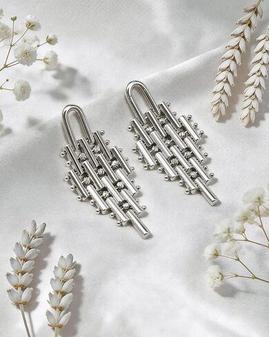 Dangle Earrings for Women,14K Gold Plated 925 Sterling Silver Posts Geometry Statement Earrings Long Drop Earing for Women Jewelry Gifts in Saudi Arabia
