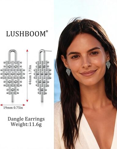 Dangle Earrings for Women,14K Gold Plated 925 Sterling Silver Posts Geometry Statement Earrings Long Drop Earing for Women Jewelry Gifts in Saudi Arabia