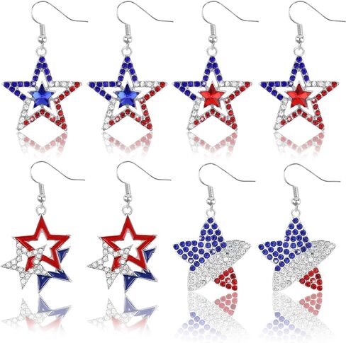 Jaciya 4th of July Earrings for Women Independence Day Stud Dangle Drop Earrings Red White and Blue Accessories in Saudi Arabia