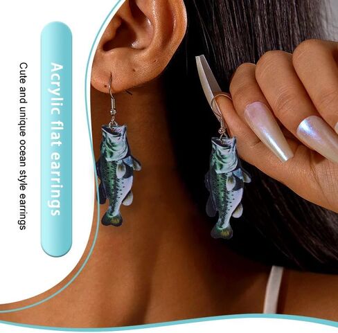 Fishing Earrings for Women Birthday Gift for Daughter Granddaughter Fishing Lovers Gift for Women Fish Gifts for Girlfriend Wife Fish Lover Gifts for Woman Acrylic Fish-shape Dangle Earrings in Saudi Arabia