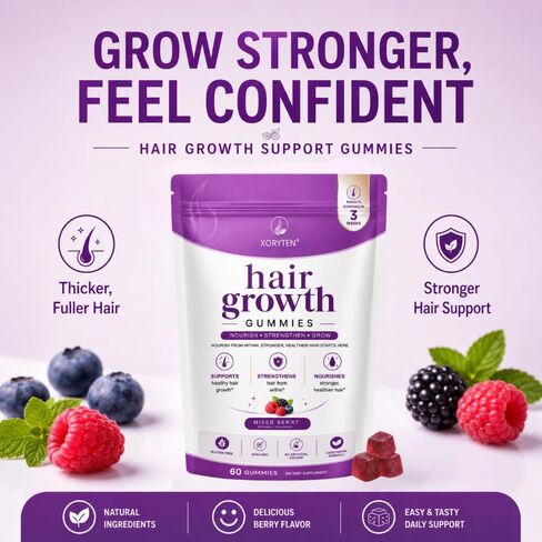 Hair Growth Accelerator Soft Chewable Tablets – Advanced Hair Support Formula for Men & Women with Biotin & Key Nutrients – Helps Support Thicker, Fuller, Stronger Looking Hair – 60 Count (1) " in Saudi Arabia