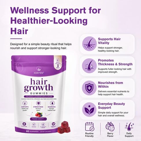Hair Growth Accelerator Soft Chewable Tablets – Advanced Hair Support Formula for Men & Women with Biotin & Key Nutrients – Helps Support Thicker, Fuller, Stronger Looking Hair – 60 Count (1) " in Saudi Arabia