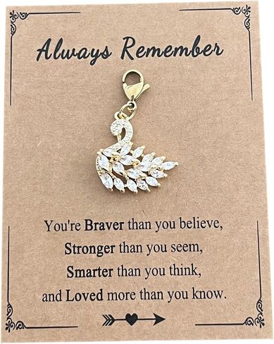 AMOBESTER Elegant Swan Clip on Charm Gold Plated Copper with Zircon Pendant Charm for Necklace Bracelet Zipper Pull Romantic Women Jewelry in Saudi Arabia