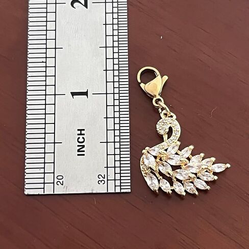 AMOBESTER Elegant Swan Clip on Charm Gold Plated Copper with Zircon Pendant Charm for Necklace Bracelet Zipper Pull Romantic Women Jewelry in Saudi Arabia
