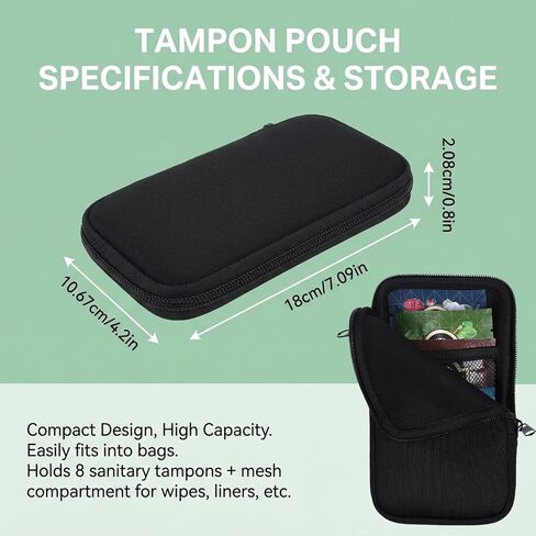 Tampon Holder for Purse Tampon Bag Portable Tampons Bag Organizer Case Tampons Storage Bags with Zipper Travel Feminine Product Organizer for Women Black in Saudi Arabia