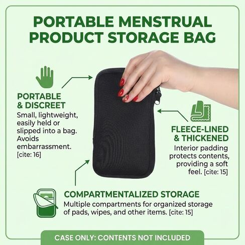 Tampon Holder for Purse Tampon Bag Portable Tampons Bag Organizer Case Tampons Storage Bags with Zipper Travel Feminine Product Organizer for Women Black in Saudi Arabia