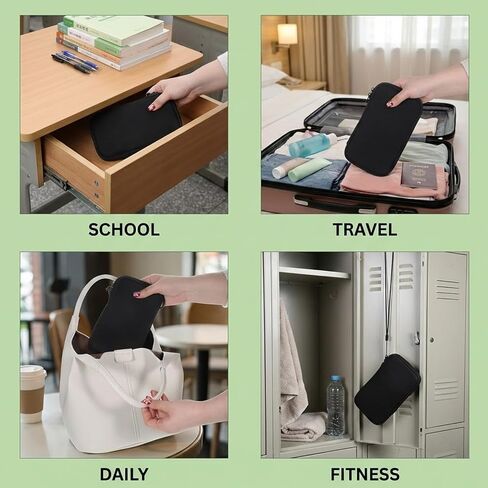 Tampon Holder for Purse Tampon Bag Portable Tampons Bag Organizer Case Tampons Storage Bags with Zipper Travel Feminine Product Organizer for Women Black in Saudi Arabia