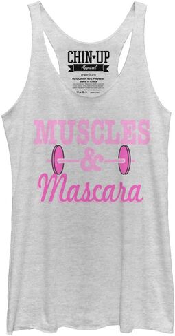 Women's Chin UP Barbell Muscles and Mascara Racerback Tank Top in Saudi Arabia