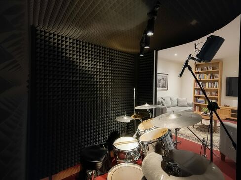 Foneso Acoustic Foam Panels 12Pack, 12''x12''x2'' High Density Sound Proof Foam Panels for Walls, Pyramid Designed Acoustic Panels Sound Absorbing for Sound Studio, Podcast Recording and Offices in Kuwait