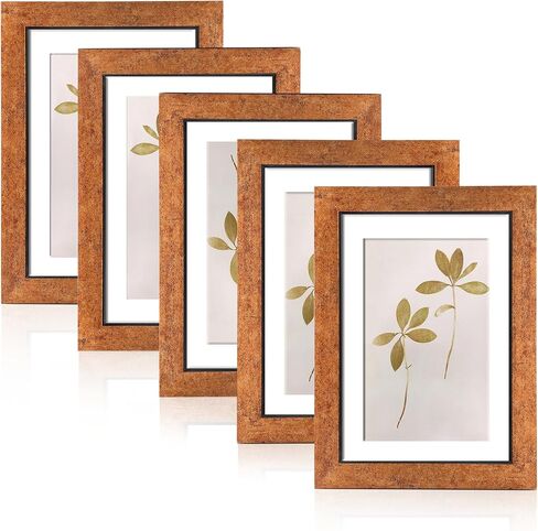 مجموعة إطارات صور Fixwal مقاس 5 × 7 مكونة من 5، إطار صور عتيق، إطار صورة ريفي قديم مع زجاج مقسى، فن زخرفي على الجدران ووضع الطاولة in Kuwait