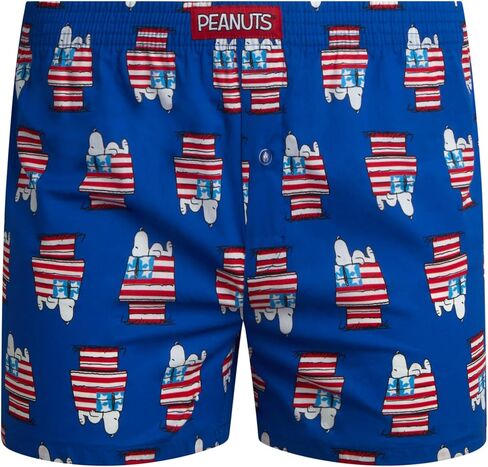 COCO BRANDS Peanuts Snoopy Mens Boxer Shorts - Relaxed Fit Cotton Woven Boxers for Men with Button Fly in Kuwait