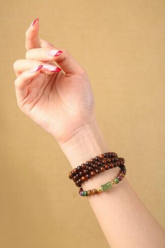 Women's Mala Bracelet, Healing Bracelet, Natural Red Sandalwood, Handmade, 119 Beads 6mm, 29.5" Multi-Wrap Stretch, for Meditation/Blessing/Luck, with Pouch, Great Gift for Family & Friends in Saudi Arabia