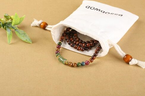 Women's Mala Bracelet, Healing Bracelet, Natural Red Sandalwood, Handmade, 119 Beads 6mm, 29.5" Multi-Wrap Stretch, for Meditation/Blessing/Luck, with Pouch, Great Gift for Family & Friends in Saudi Arabia