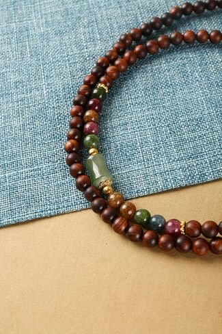 Women's Mala Bracelet, Healing Bracelet, Natural Red Sandalwood, Handmade, 119 Beads 6mm, 29.5" Multi-Wrap Stretch, for Meditation/Blessing/Luck, with Pouch, Great Gift for Family & Friends in Saudi Arabia