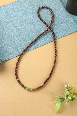 Women's Mala Bracelet, Healing Bracelet, Natural Red Sandalwood, Handmade, 119 Beads 6mm, 29.5" Multi-Wrap Stretch, for Meditation/Blessing/Luck, with Pouch, Great Gift for Family & Friends in Saudi Arabia