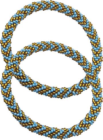 Boho Beaded Bracelets – Set of 2 Handmade Nepal Seed Bead Bangles | Women’s Fashion Jewelry Crochet Roll-On Bracelet Bangle in Saudi Arabia