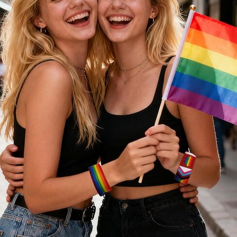 Rainbow Pride Bracelet – Stretch Elastic LGBTQ for Men/Women | LGBT Bisexual, Stretch Elastic Wristband, LGBTQ Band, Pride Month Parade Party, Gay Lesbian Accessories in Saudi Arabia