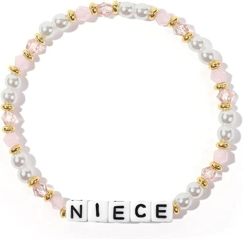 COLORFUL BLING Engraved Letter Beaded Stretch Bracelet for Women Grandma Mama Daughter Sister Aunt NieceValentine's Day Mother's Day Birthday Christmas Jewelry Gifts in Saudi Arabia
