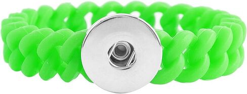 Choose Color, Size | Silicone Snap Jewelry Stretch Ginger Charm Thin Bracelet Fits 18MM 20MM Customizable Buttons in Saudi Arabia