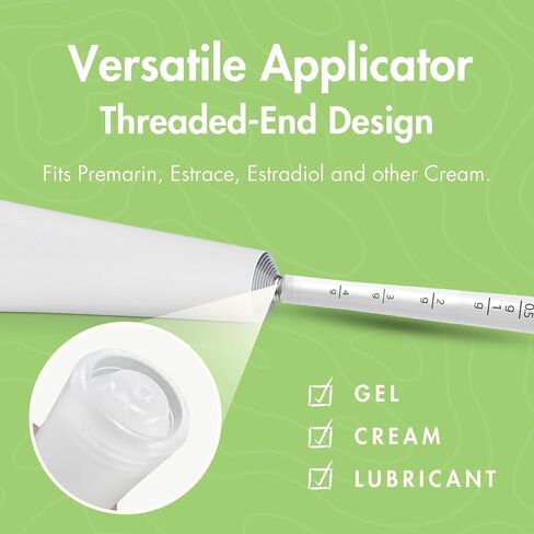 Disposable Plastic Vaginal Cream Applicators: to Fit Preseed Lubricant, Estrace, Personal Lube and OTC Gel or Cream Products - with Dosage Measurements, Threaded End and Comfort Tip - 20 Pack in Saudi Arabia