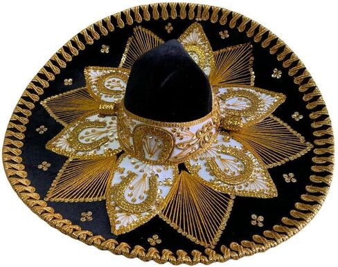 GRAL Sombrero Charro, Mariachi Hat Terciopelo Unisex Adult fancy (Black-gold) in Saudi Arabia