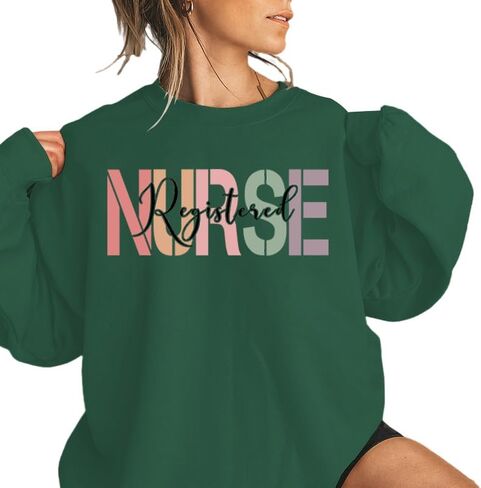 Registered Nurse Graphic Sweatshirt for Women Long Sleeve Shirt Nursing School Graduation Gift Pullover Tops in Kuwait