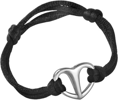 Lohat Cremation Urn Charm Bracelet, Ashes Holder Keepsake Memorial Jewelry Black Rope Heart Stainless Steel Bangle/Bracelet for Women Men in Kuwait