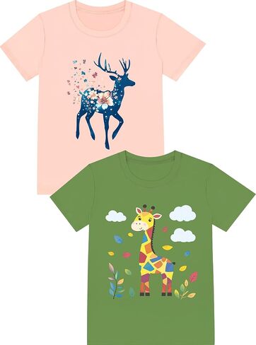 Girls Tees 100% Combed Cotton Mermaid Short Sleeve Graphic 2 Pack T Shirts, Size 2t 3t 4t 5t 6 7 8 9 10 12 14 16Y in Saudi Arabia