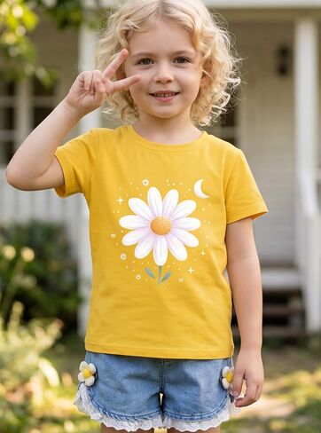 Girls Tee,Pure Combed Cotton Short Sleeve Graphic Tshirts 2-Pack Size 2-16Y | Pure combed cotton, Tagless label, Crack-resistant print, Pilling-resistant, Shrink-resistant, Fade-resistant, True to size in Saudi Arabia