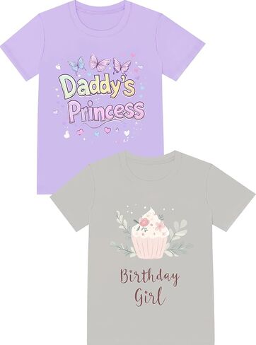 Girls Tee,Pure Combed Cotton Short Sleeve Graphic Tshirts 2-Pack Size 2-16Y | Pure combed cotton, Tagless label, Crack-resistant print, Pilling-resistant, Shrink-resistant, Fade-resistant, True to size in Saudi Arabia
