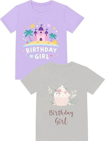 Girls Tee,Pure Combed Cotton Short Sleeve Graphic Tshirts 2-Pack Size 2-16Y | Pure combed cotton, Tagless label, Crack-resistant print, Pilling-resistant, Shrink-resistant, Fade-resistant, True to size in Saudi Arabia