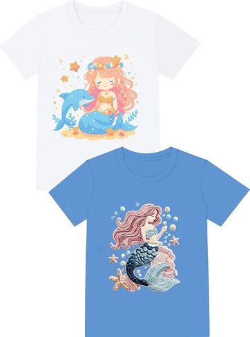 Girls Tee,Pure Combed Cotton Short Sleeve Graphic Tshirts 2-Pack Size 2-16Y | Pure combed cotton, Tagless label, Crack-resistant print, Pilling-resistant, Shrink-resistant, Fade-resistant, True to size in Saudi Arabia
