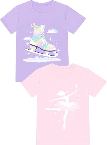 Girls Tee,Pure Combed Cotton Short Sleeve Graphic Tshirts 2-Pack Size 2-16Y | Pure combed cotton, Tagless label, Crack-resistant print, Pilling-resistant, Shrink-resistant, Fade-resistant, True to size in Saudi Arabia