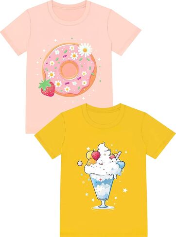 Girls Tee,Pure Combed Cotton Short Sleeve Graphic Tshirts 2-Pack Size 2-16Y | Pure combed cotton, Tagless label, Crack-resistant print, Pilling-resistant, Shrink-resistant, Fade-resistant, True to size in Saudi Arabia