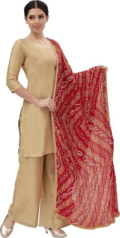 STUDIO Shringaar Women's Vegan Silk Crushed Bandhni Dupatta (42" X 2.5 Meters) in Kuwait
