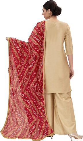 STUDIO Shringaar Women's Vegan Silk Crushed Bandhni Dupatta (42" X 2.5 Meters) in Kuwait