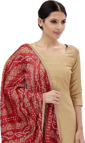 STUDIO Shringaar Women's Vegan Silk Crushed Bandhni Dupatta (42" X 2.5 Meters) in Kuwait