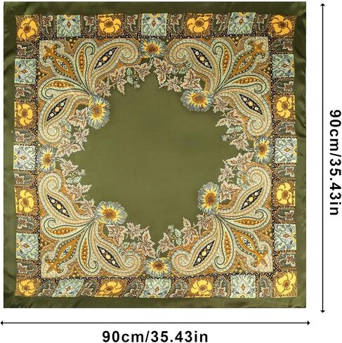35" Large Square Satin Head Scarf Hair Bandanas Silk Hair Scarf Large Sleeping Head Wraps Neck Scarf for Women in Kuwait