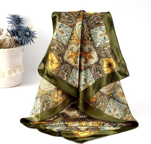 35" Large Square Satin Head Scarf Hair Bandanas Silk Hair Scarf Large Sleeping Head Wraps Neck Scarf for Women in Kuwait