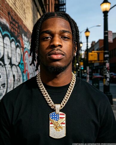 Iced Out American Flag Eagle Dog Tag Necklace - Gold Plated Hip Hop Cuban Link Chain with Crystal, Patriotic USA Flag Pendant for Men, 4th of July Independence Day Jewelry in Saudi Arabia