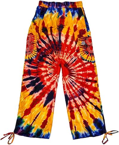 Mougee Festival Pants - Unisex Lightweight Rave Pants - Wide Leg, Adjustable Ankle Ties, Elastic Waist in Saudi Arabia