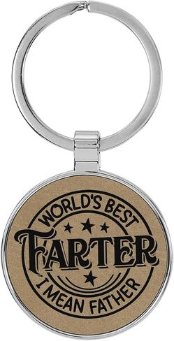World's Best Farter I Mean Father Funny Laser Engraved Leatherette Keychain Backpack Pull - 1.5 x 3 Inches in Saudi Arabia