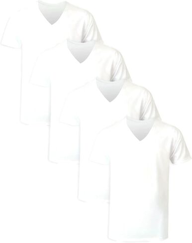 Hanes Mens Ultimate Big V-Neck White T-Shirt 4-Pack, 4XB, White in Kuwait