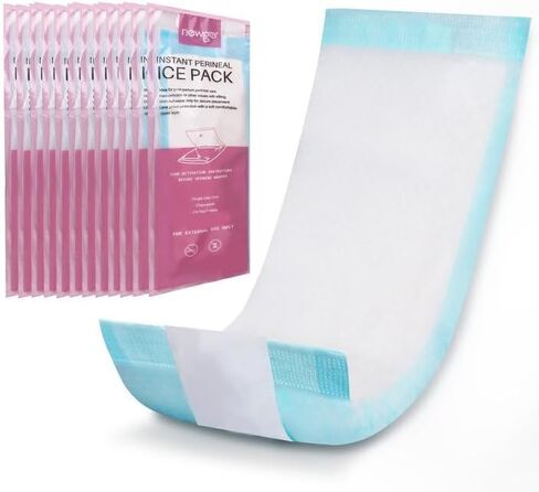 NEWGO Disposable Instant Perineal Cold Packs for Postpartum, 12 Pcs, 13.7" x 4.5", Postpartum Essentials Absorbent Pad, Pain Relief for Women After Delivery & Vaginal Discomfort in Kuwait