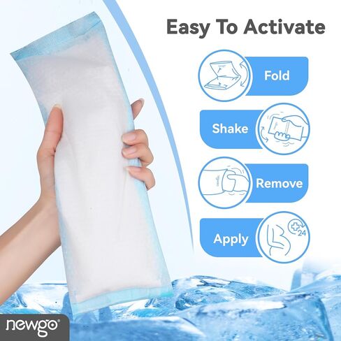 NEWGO Disposable Instant Perineal Cold Packs for Postpartum, 12 Pcs, 13.7" x 4.5", Postpartum Essentials Absorbent Pad, Pain Relief for Women After Delivery & Vaginal Discomfort in Kuwait