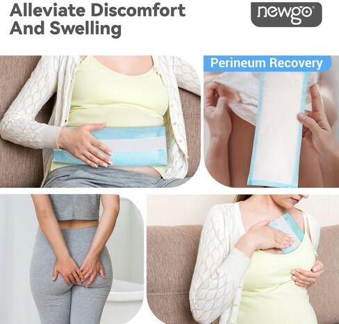 NEWGO Disposable Instant Perineal Cold Packs for Postpartum, 12 Pcs, 13.7" x 4.5", Postpartum Essentials Absorbent Pad, Pain Relief for Women After Delivery & Vaginal Discomfort in Kuwait