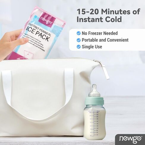 NEWGO Disposable Instant Perineal Cold Packs for Postpartum, 12 Pcs, 13.7" x 4.5", Postpartum Essentials Absorbent Pad, Pain Relief for Women After Delivery & Vaginal Discomfort in Kuwait
