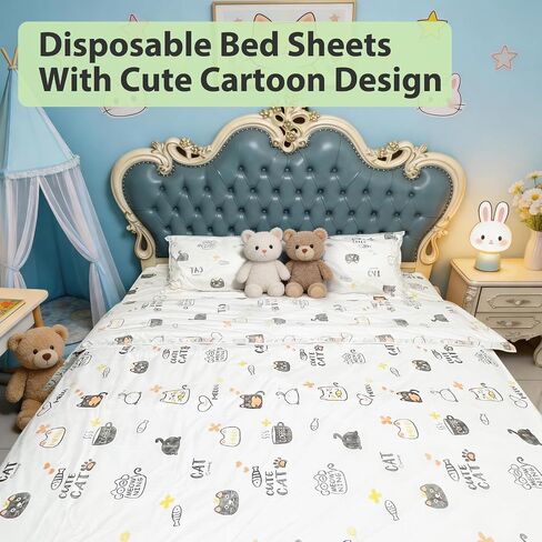 Disposable Bed Sheets – Portable Disposable Bed Sheet for Hotel Business Trip – Light Weight Breathable Disposable Bedding Set – Travel Bedding Cover Portable Bedspread Sheet and Pillowcase in Saudi Arabia