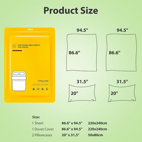 Disposable Bed Sheets – Portable Disposable Bed Sheet for Hotel Business Trip – Light Weight Breathable Disposable Bedding Set – Travel Bedding Cover Portable Bedspread Sheet and Pillowcase in Saudi Arabia